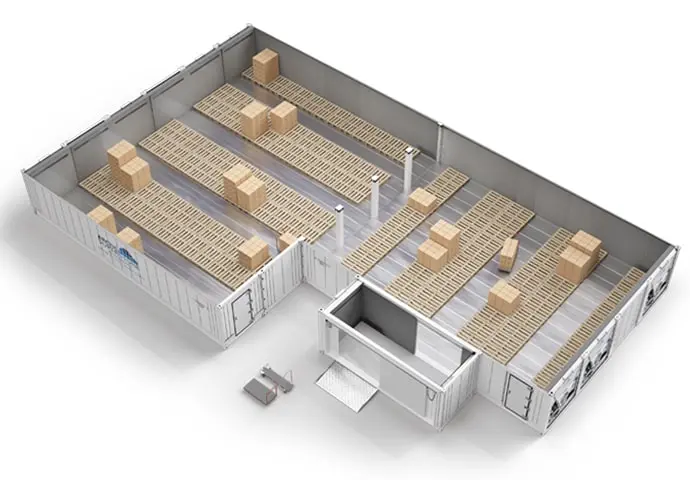 Arctic SuperStore s paletami a spojovacou miestnosťou