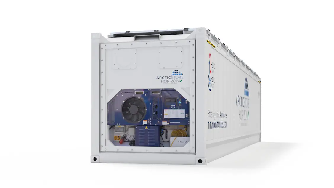 40ft ArcticStore Horizon so Solárnymi Panelmi Pohľad zozadu